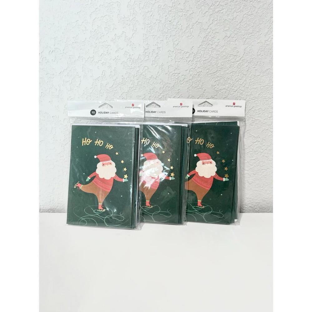 NEW american greetings Holiday Cards Santa Clause 10 Christmas Cards Set of 3
